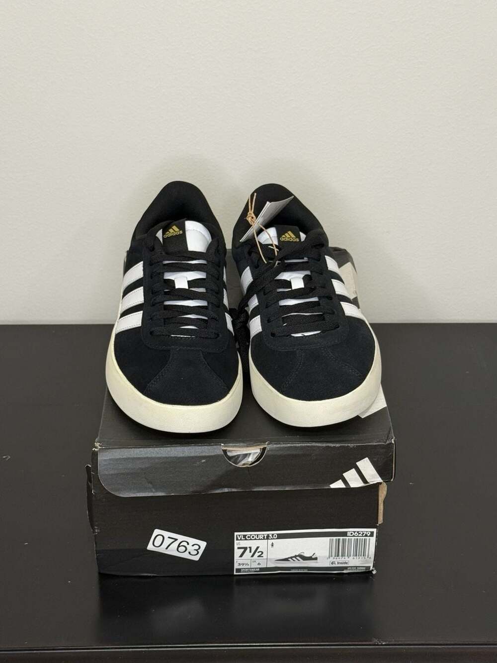 adidas VL Court 3.0 Black White Sneakers - Picture 3 of 8